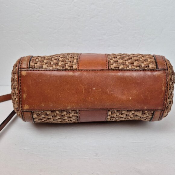 Brooks Brothers Natural Straw Weave with Leather Trim Crossbody - Picture 7 of 16